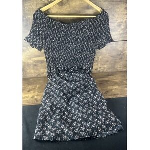 Rare Zenobia Floral Black & Pink 1X Off The Shoulder SunDress Fast Safe Shipping